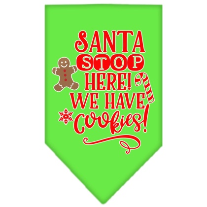 Santa, We Have Cookies Screen Print Bandana Lime Green Large