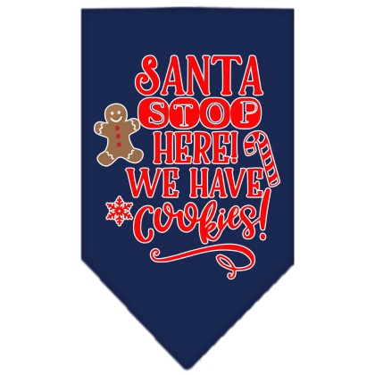 Santa, We Have Cookies Screen Print Bandana Navy Blue large