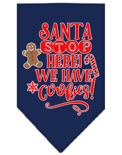 Santa, We Have Cookies Screen Print Bandana Navy Blue large