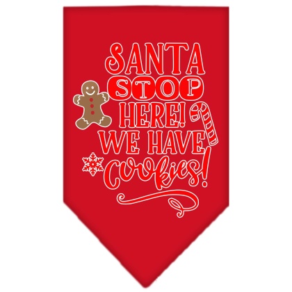 Santa, We Have Cookies Screen Print Bandana Red Large