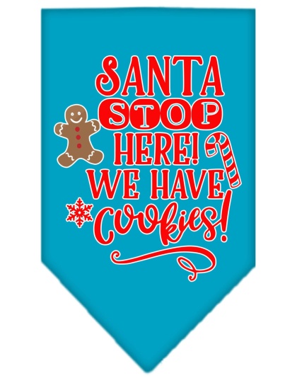 Santa, We Have Cookies Screen Print Bandana Turquoise Large