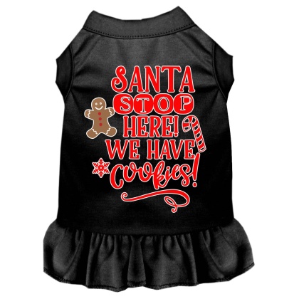 Santa, We Have Cookies Screen Print Dog Dress Black 4X