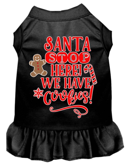 Santa, We Have Cookies Screen Print Dog Dress Black 4X