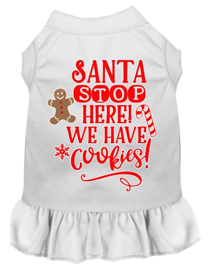 Santa, We Have Cookies Screen Print Dog Dress White 4X