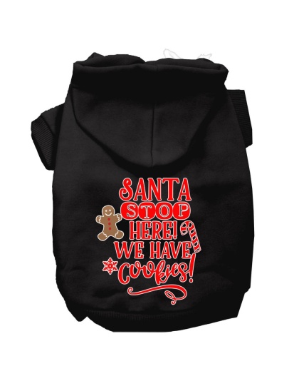 Santa, We Have Cookies Screen Print Dog Hoodie Black L