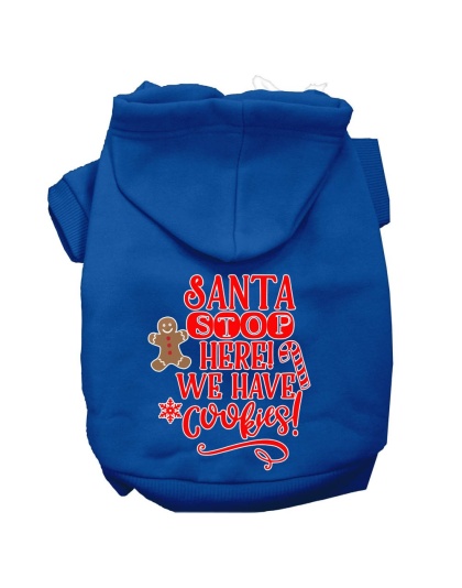 Santa, We Have Cookies Screen Print Dog Hoodie Blue L