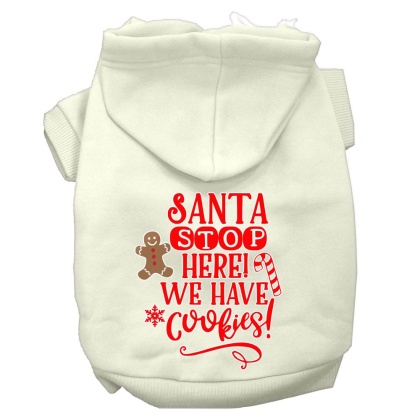 Santa, We Have Cookies Screen Print Dog Hoodie Cream L