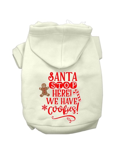 Santa, We Have Cookies Screen Print Dog Hoodie Cream L