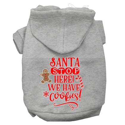 Santa, We Have Cookies Screen Print Dog Hoodie Grey L