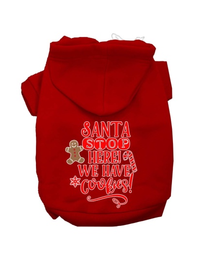 Santa, We Have Cookies Screen Print Dog Hoodie Red L