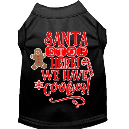 Santa, We Have Cookies Screen Print Dog Shirt Black Lg