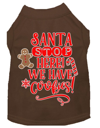 Santa, We Have Cookies Screen Print Dog Shirt Brown Lg