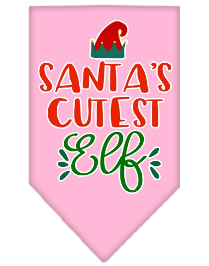 Santa's Cutest Elf Screen Print Bandana Light Pink Large