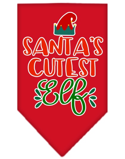 Santa's Cutest Elf Screen Print Bandana Red Large