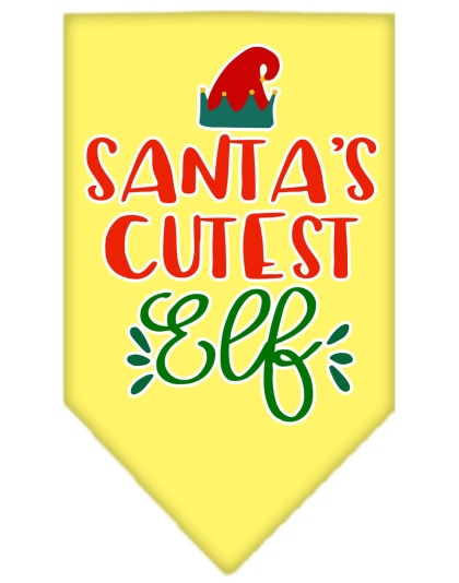 Santa's Cutest Elf Screen Print Bandana Yellow Large