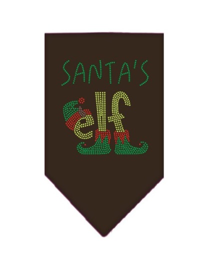 Santa's Elf Rhinestone Bandana Brown Large