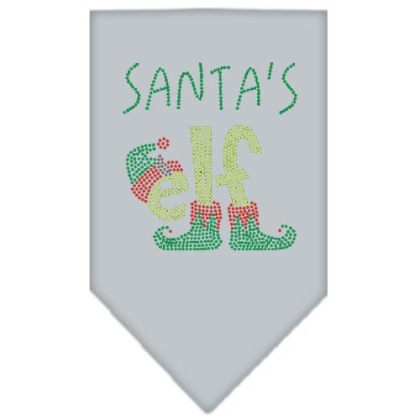 Santa's Elf Rhinestone Bandana Grey Large