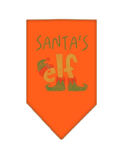 Santa's Elf Rhinestone Bandana Orange Large