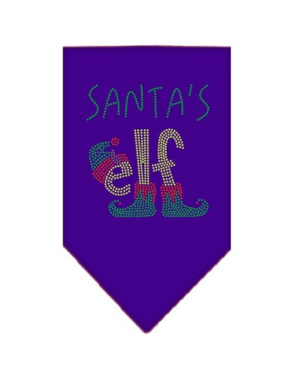 Santa's Elf Rhinestone Bandana Purple Large