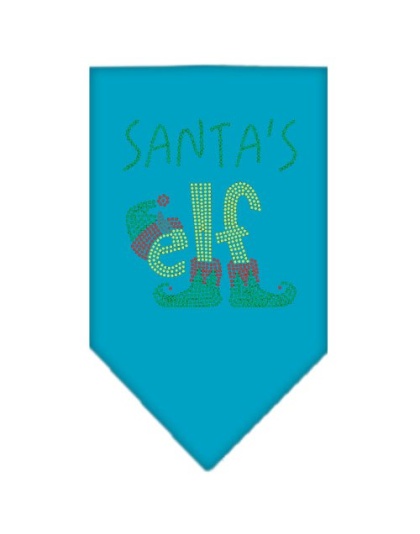 Santa's Elf Rhinestone Bandana Turquoise Large