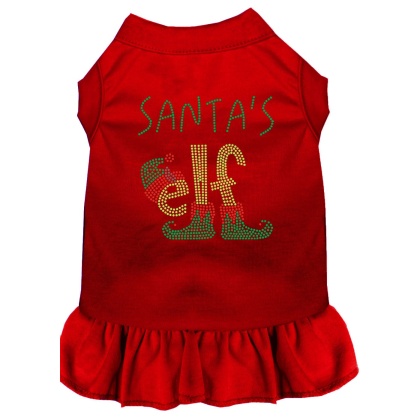 Santa's Elf Rhinestone Dog Dress Red 4X