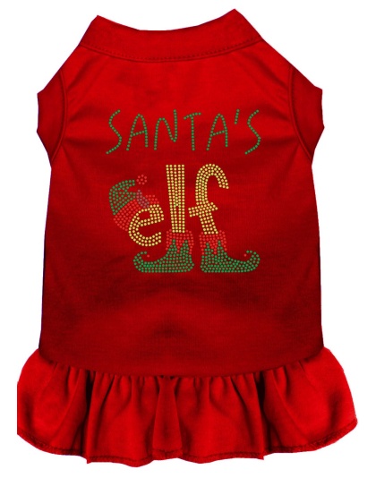 Santa's Elf Rhinestone Dog Dress Red 4X