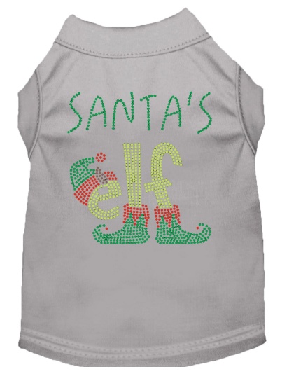 Santa's Elf Rhinestone Dog Shirt Grey Lg