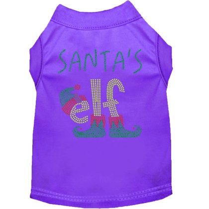 Santa's Elf Rhinestone Dog Shirt Purple Lg