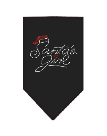 Santa's Girl Rhinestone Bandana Black Large