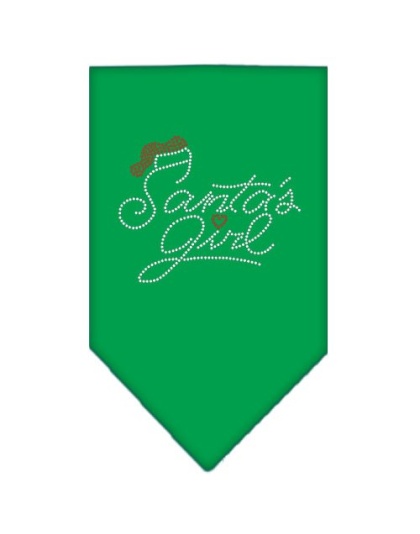 Santa's Girl Rhinestone Bandana Emerald Green Large