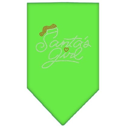 Santa's Girl Rhinestone Bandana Lime Green Large