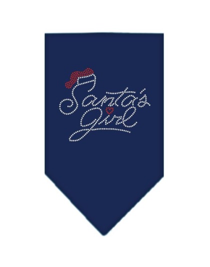 Santa's Girl Rhinestone Bandana Navy Blue large