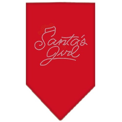 Santa's Girl Rhinestone Bandana Red Large