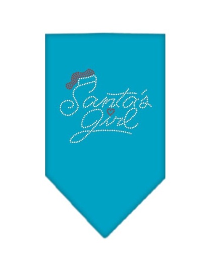 Santa's Girl Rhinestone Bandana Turquoise Large