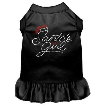 Santa's Girl Rhinestone Dog Dress Black 4X