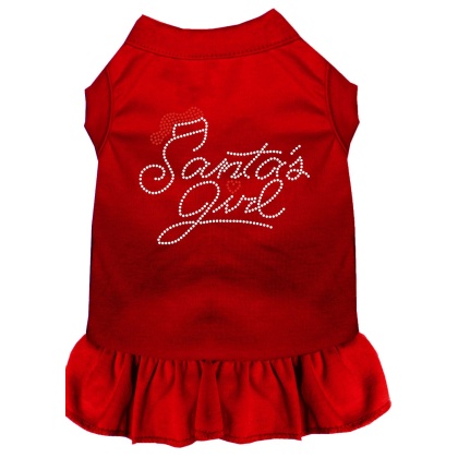 Santa's Girl Rhinestone Dog Dress Red 4X