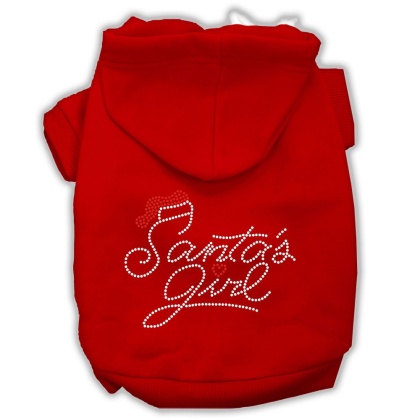 Santa's Girl Rhinestone Dog Hoodie Red L