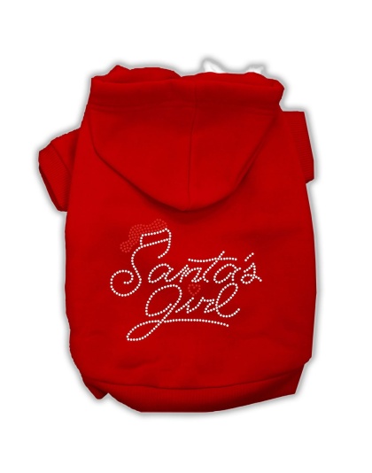 Santa's Girl Rhinestone Dog Hoodie Red L