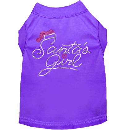 Santa's Girl Rhinestone Dog Shirt Purple Lg