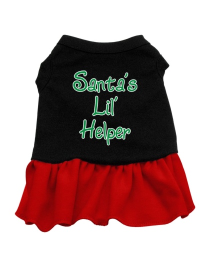 Santa's Lil Helper Screen Print Dress Black with Red Lg