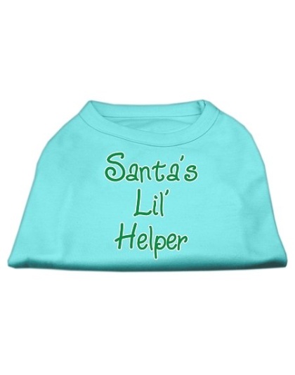 Santa's Lil' Helper Screen Print Shirt Aqua Lg