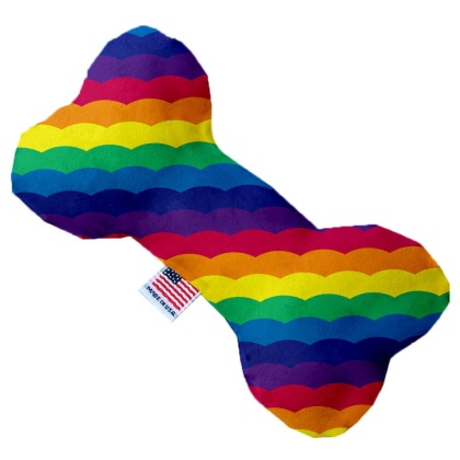 Scalloped Rainbow 10 inch Canvas Bone Dog Toy