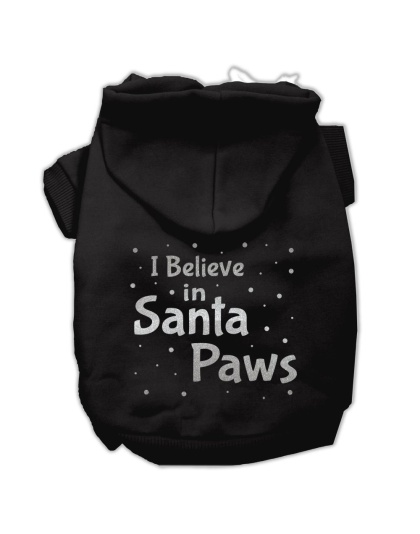 Screenprint Santa Paws Pet Hoodies Black Size Lg