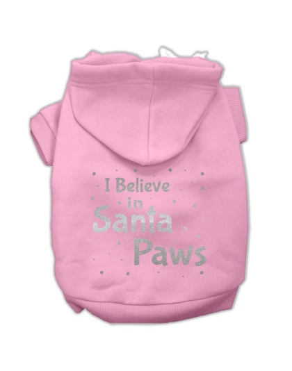 Screenprint Santa Paws Pet Hoodies Light Pink Size Lg