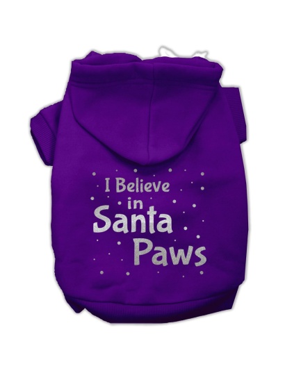 Screenprint Santa Paws Pet Hoodies Purple Size Lg