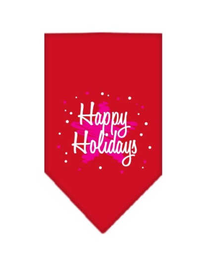 Scribble Happy Holidays Screen Print Bandana Red Large