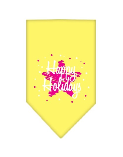 Scribble Happy Holidays Screen Print Bandana Yellow Large