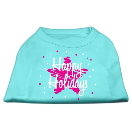 Scribble Happy Holidays Screenprint Shirts Aqua L