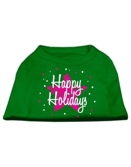 Scribble Happy Holidays Screenprint Shirts Emerald Green Lg