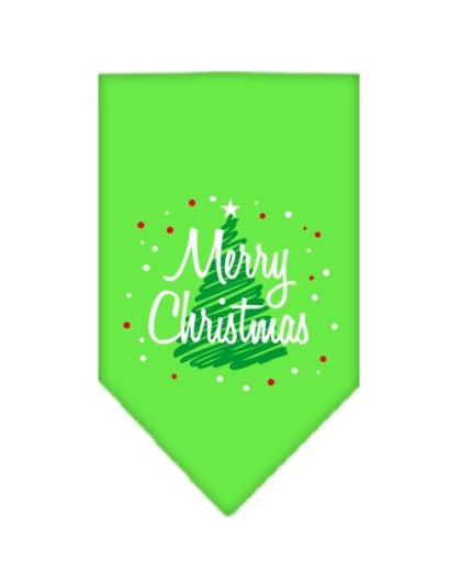 Scribble Merry Christmas Screen Print Bandana Lime Green Large